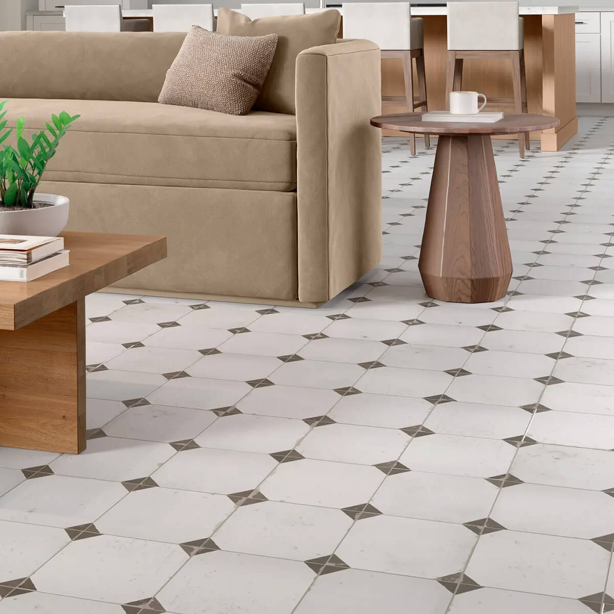 Tile flooring for living area | Lake Interiors Chelan